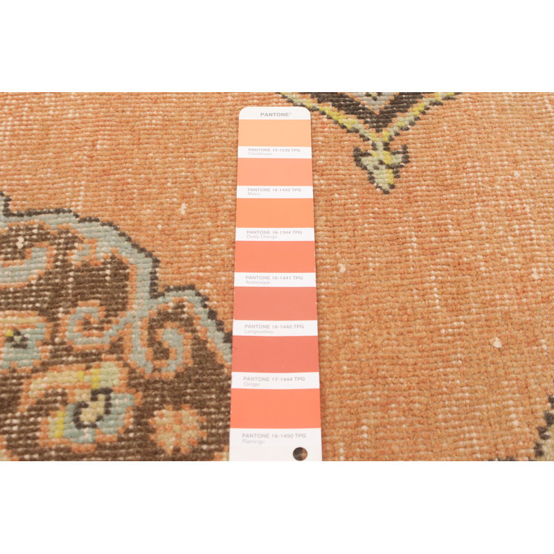 Tapis de couloir unique en laine noué à la main de style années 1990 de 4 pi 9 po x 12 pi 9 po Moumna
