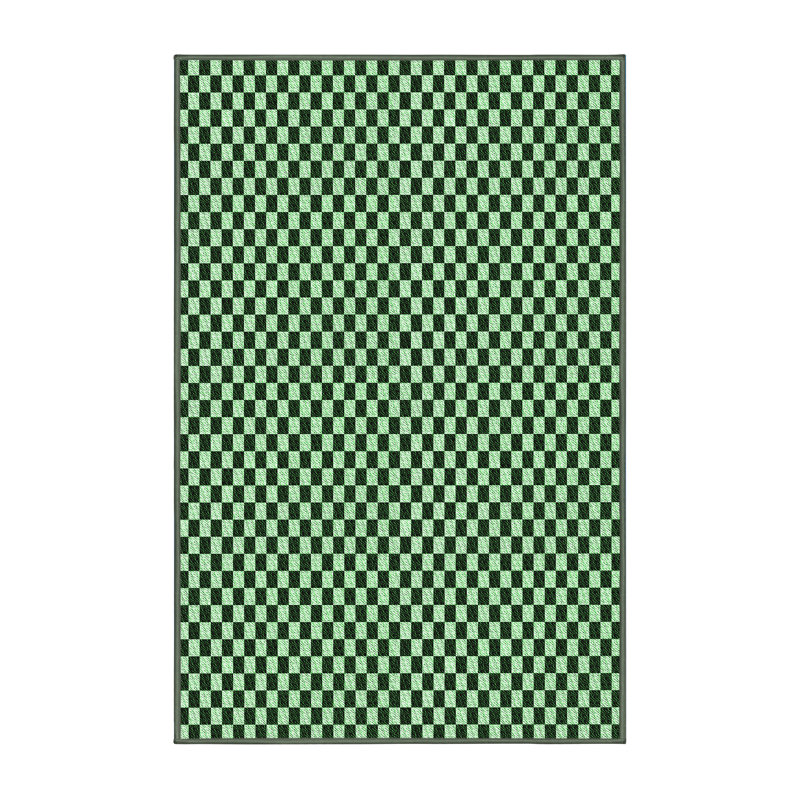 Tapis vert en laine à carreaux Dulin, Tapis de couloir 2 pi x 5 pi