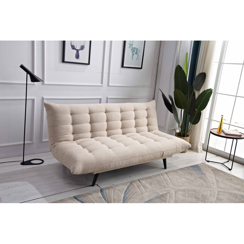 Stalbridge Twin 71.65'' Upholstered Convertible Sofa, Beige Linen Blend