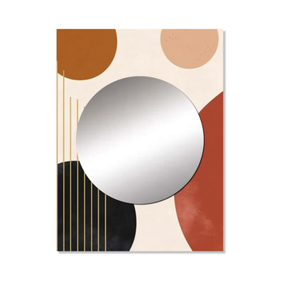 Rosalino beige minimal boho motif 2 - miroir minimaliste, miroir mural moderne unique, impression d'art en métal