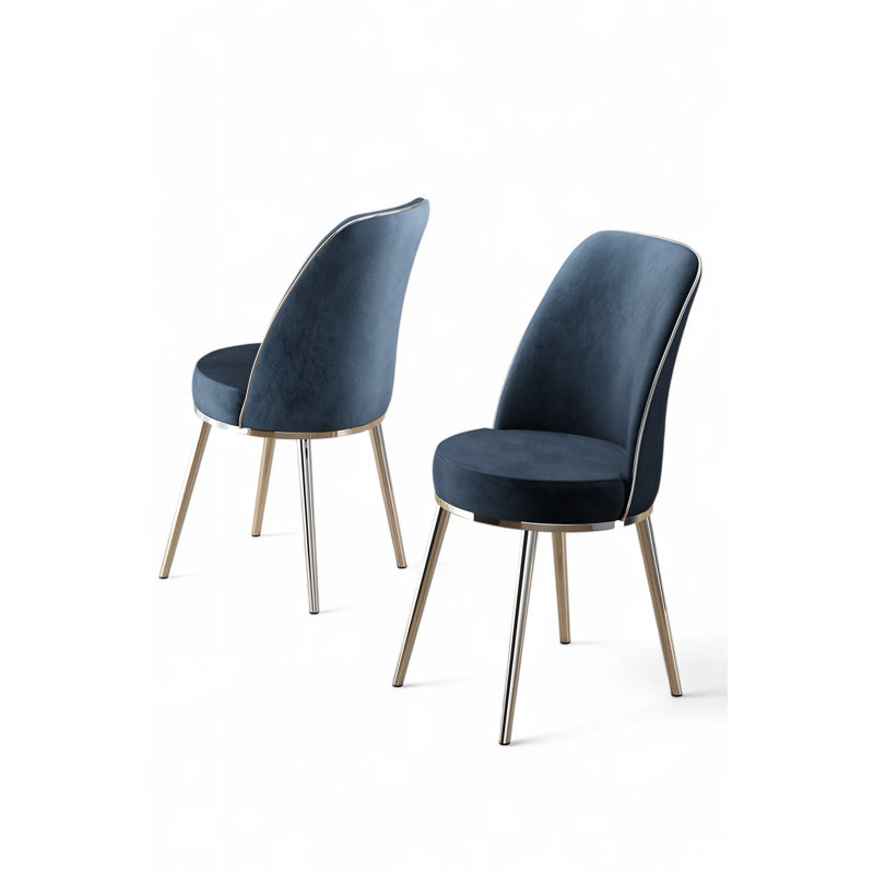 Modern Metal Chair Set (2 Pieces), Anthracite & Chrome, 17.7 x 35.8 x 16.5 inches | 100% Metal Frame, 22 DNS Foam Backrest, 28 DNS Foam Seat | Perfect for Hotel & Contemporary Spaces, Stylish & Durable Design