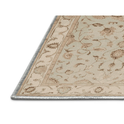 Machine Washable Tabriz Beige Area Rug