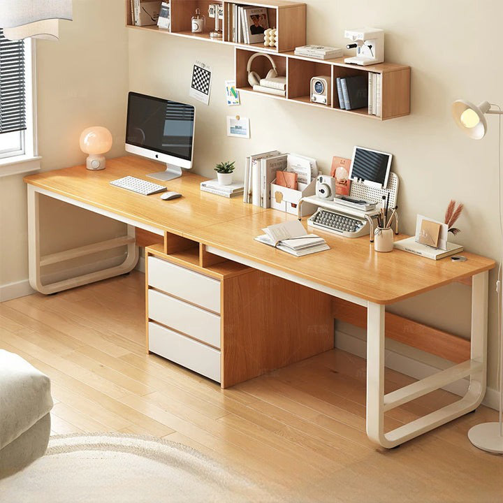 Naite Rectangle Computer Desk, 29.33cm H x 94.48cm W x 19.68cm D, Yellow/White