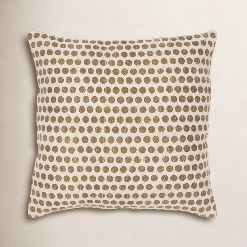 Oreiller carré en coton Zetta, 18 po x 18 po, Beige clair / brun clair, Polyester/ Bourre en polyester