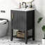 Meuble-lavabo de 20 po avec lavabo, armoire de salle de bain avec porte à fermeture douce, support de rangement et tablette ouverte-126233394
