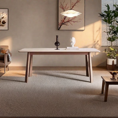 Table de salle à manger en pierre frittée avec bois de frêne massif