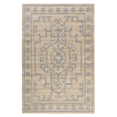 Traditional Medallion Hand-Made Hand-Woven Jute/Wool/Cotton Area Rug