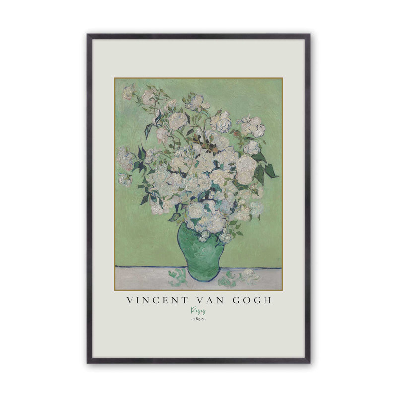 Van Gogh's Roses, reproduction de 1890, H 37,25 po x l 25,25 po x P 1,25 po, Reproduction encadrée sans passe-partout 1