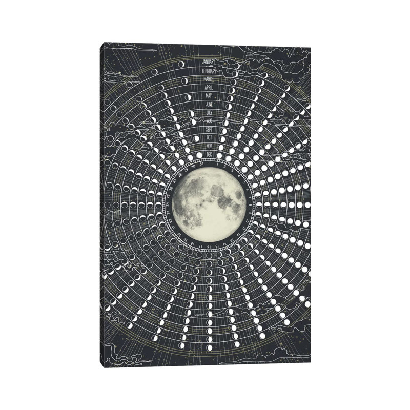 Phases Of The Moon 2017 by Laura Graves - Wrapped Canvas Print, 30.48 cm H x 45.72 cm W
