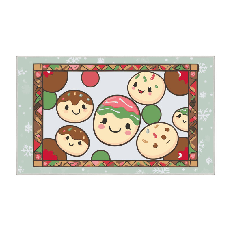 Tapis de vacances The Holiday Aisle® Cookies, Rectangulaire 3 pi x 5 pi
