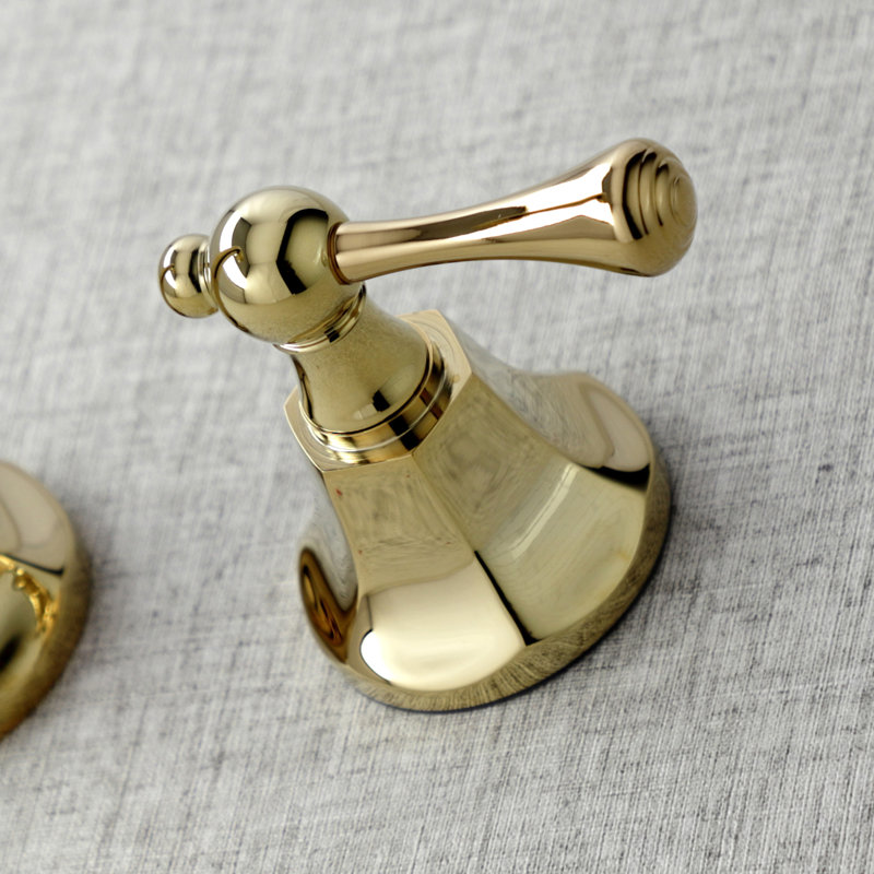 Kingston Brass Metropolitan Two-Handle 3-Hole Wall Mount Bathroom Faucet, Polished Brass