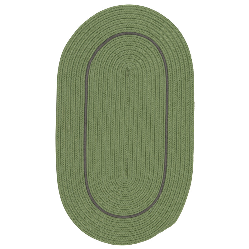 Tapis intérieur / extérieur vert tressé Norelli, Ovale 2 pi x 3 pi