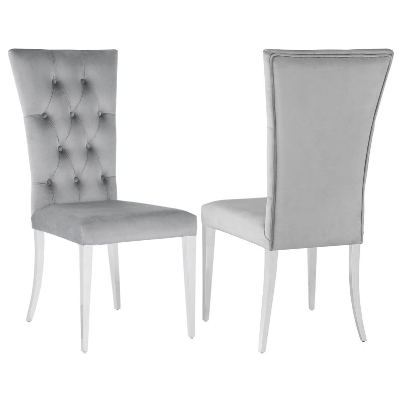 Ensemble de 2 chaises d'appoint à dossier capitonné Allessandra Grey