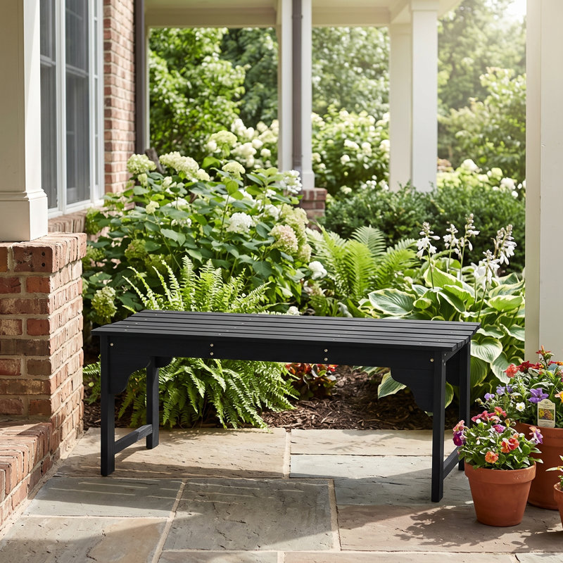 Banc d'extérieur, banc de jardin en bois, banc de véranda, Noir