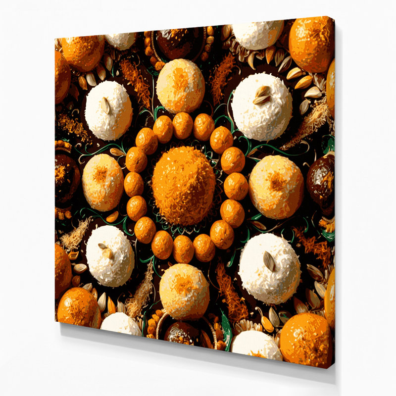 Desserts Ladoo Brown Canvas Wall Art, 12" H x 12" W