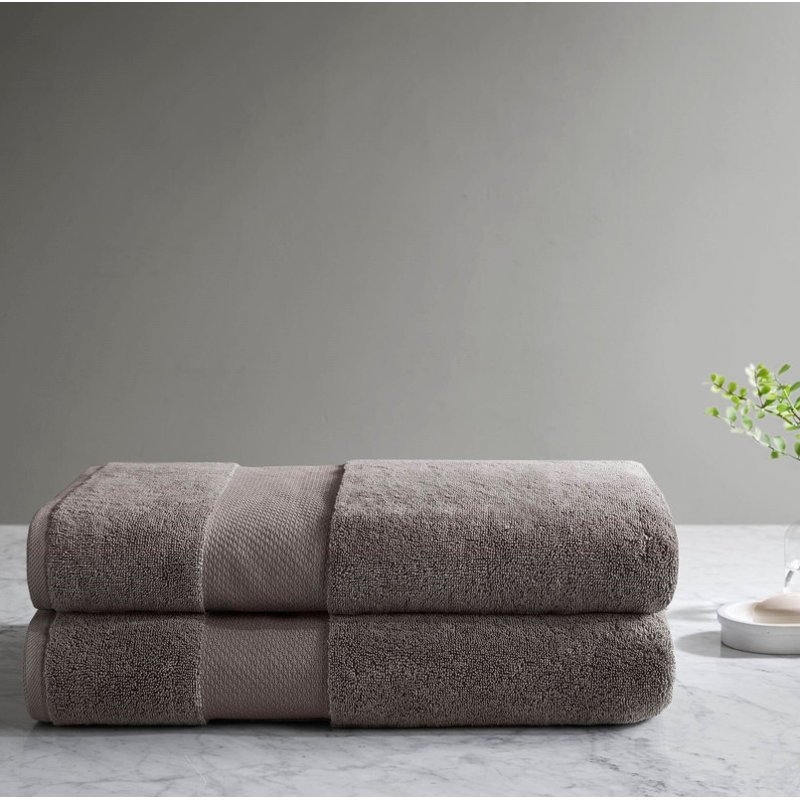 Ensemble de 2 draps de bain 100% coton 35 x 70 po , Gris anthracite