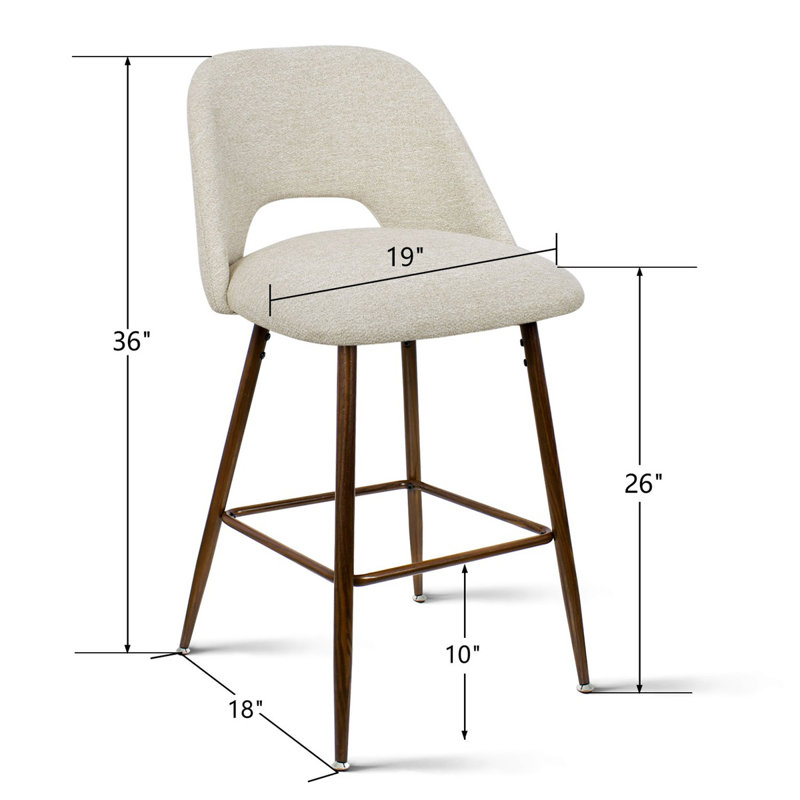 Berneta 26" H Upholstered Counter Stools, Beige, 3
