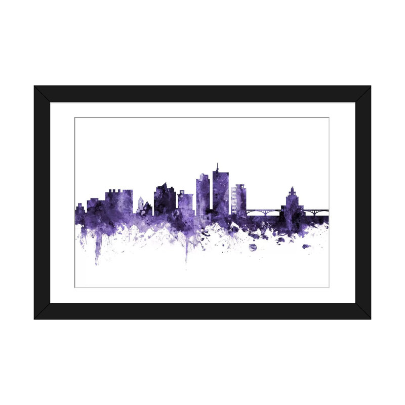 «Cedar Rapids, Iowa Skyline» par Michael Tompsett, impression sur toile tendue, H 24 po x l 32 po x P 1 po, Blanc