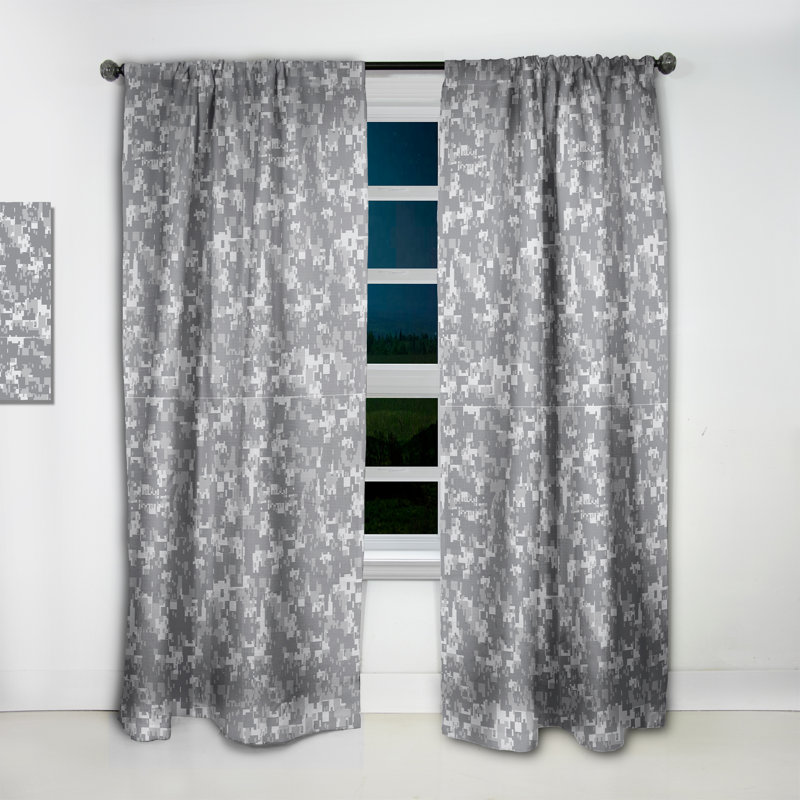 Rideau simple occultant gris Mid-Century, L 52 po x L 120 po
