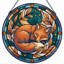 Panneau de vitrail en verre coloré Sleeping Fox, 7,8 heures-131577325