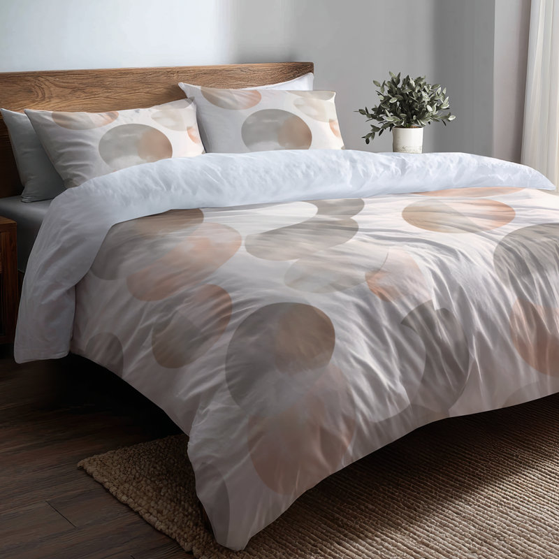 Ensemble de housse de couette 3 pièces Abstract - Ensemble de housse de couette et coussin décoratif gris Soft Balance