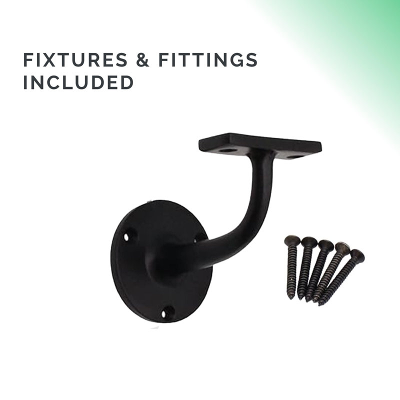 Matte Black Handrail Brackets For Stair Railings Wood And Steel Handrails - 4 Pack