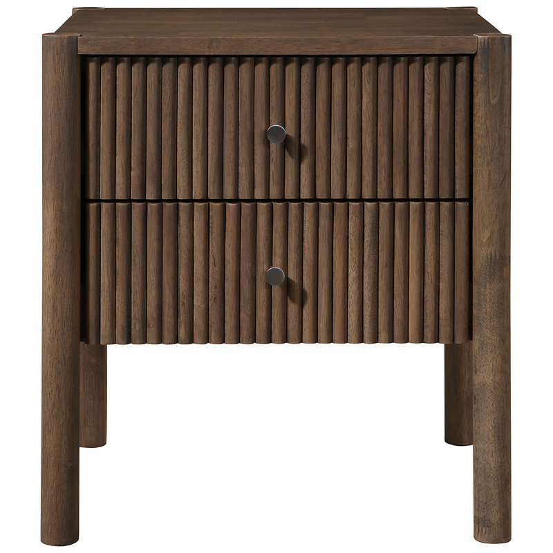 Table de chevet en bois massif Kivo, Noyer