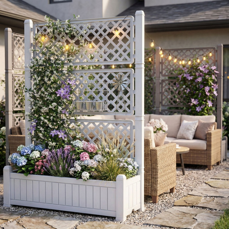 Lit de jardin surélevé en résine l 42,5 po x H 61 po, Blanc
