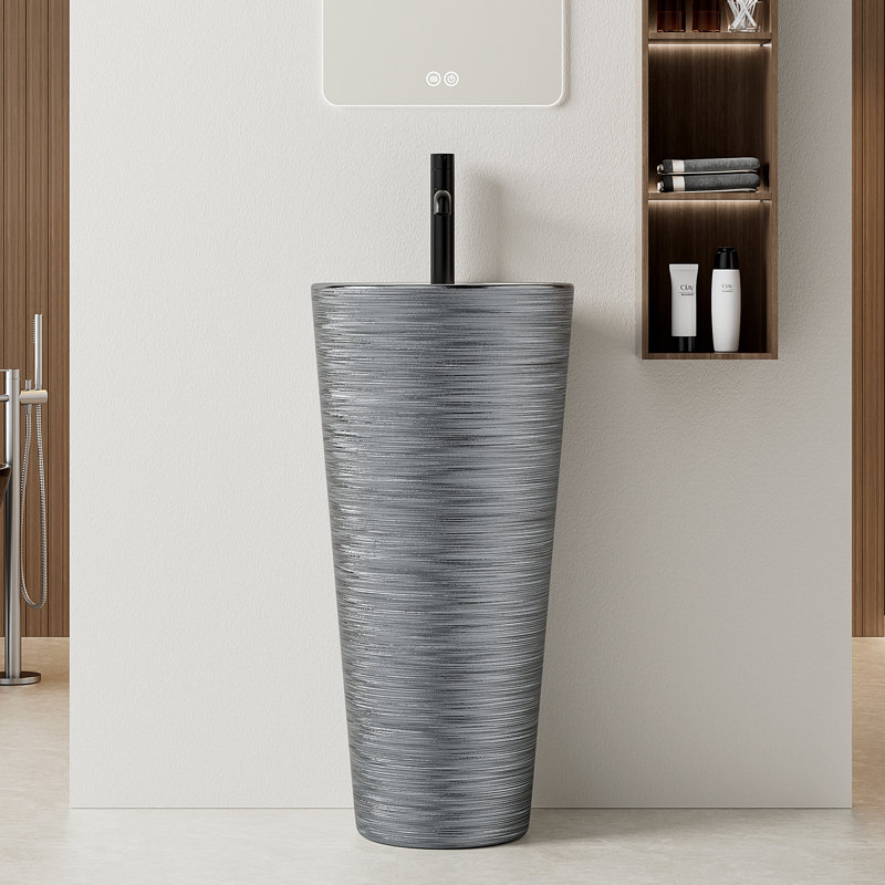 Lavabo de salle de bain 33 po., Argent argent