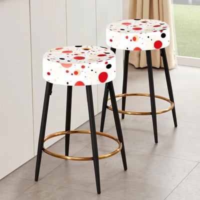 Red And White Retro Dots - Polka Dots Bar Stools Set Of 2