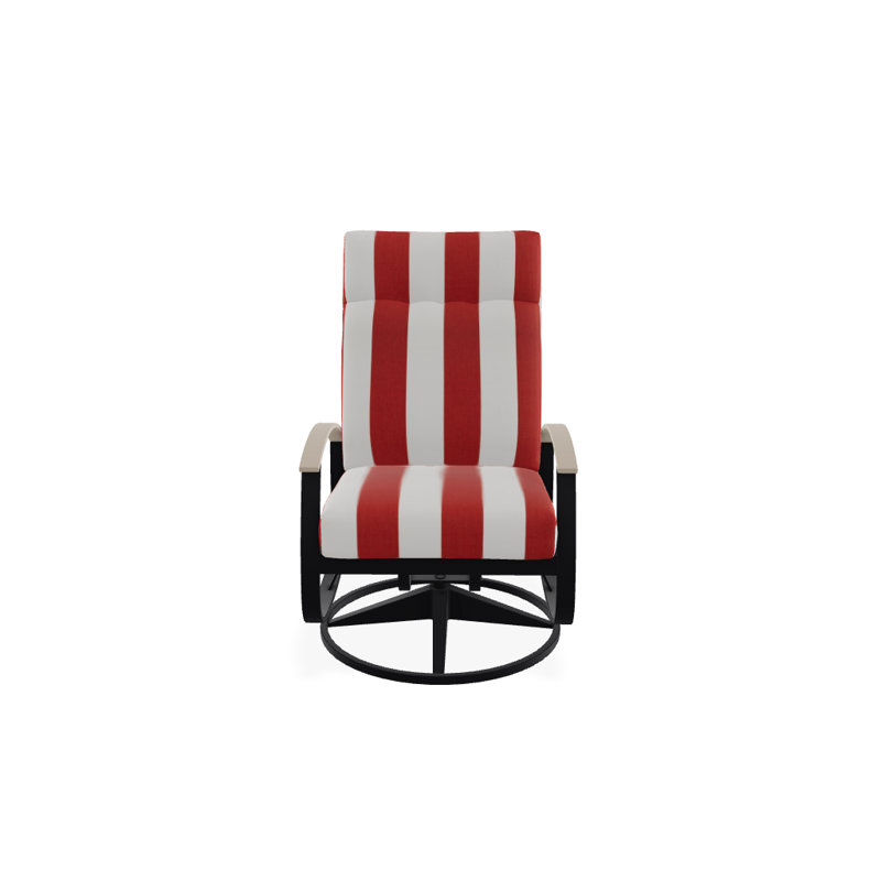 Belle Isle Outdoor Swivel Lounge Chair, Textured Black, Cabana Classic Black Stripe Sunbrella®, Desert P60