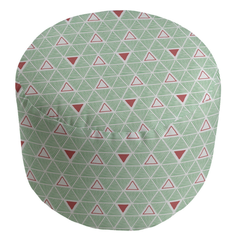 Upholstered Pouf, Green/Red
