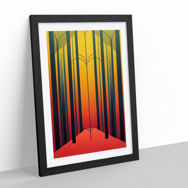Forest Deco No.7 - Single Picture Frame Painting, 64cm H x 46cm W x 2cm D, Black