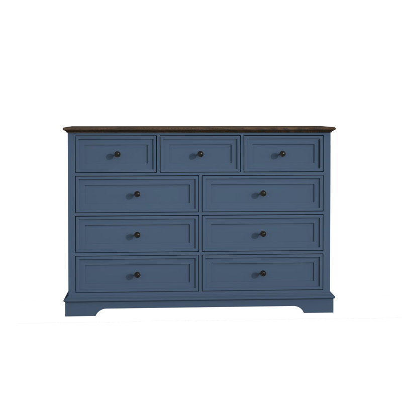 Commode armoire 9 tiroirs, commode, commode de chambre, Bleu/brun
