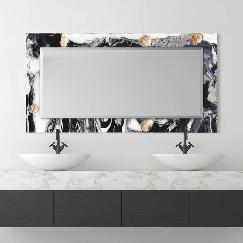 Cosgrove Modern Beveled Wall Mirror on Tempered Glass, 54" x 28"