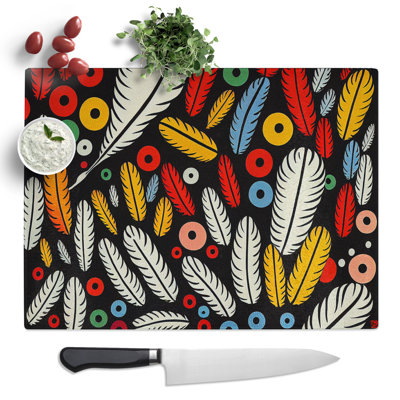 Unusual Bird Feathers Abstract  Glass Chopping Board