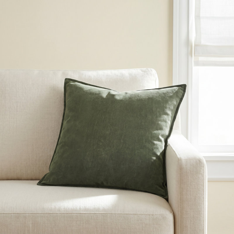 Oreiller 100% coton Edgar Square, Vert foncé, Polyester/ bourre en polyester, H 18 po x l 18 po