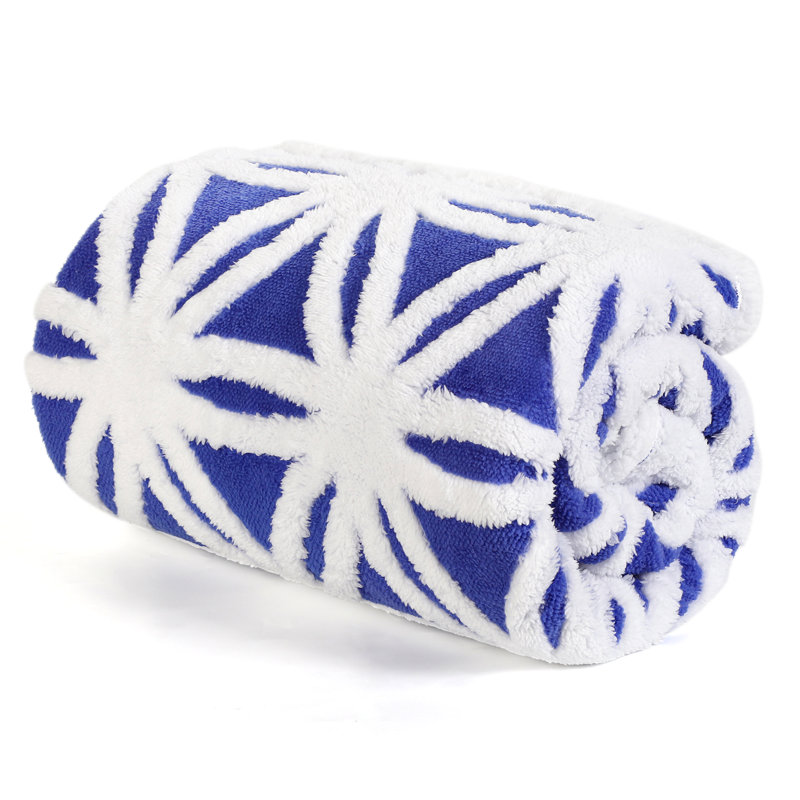 Jeté léger en sherpa Oumilen, Bleu marine / blanc