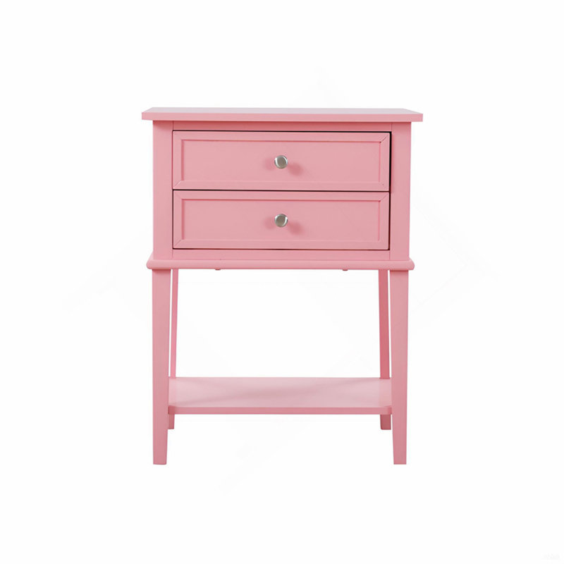 Table de chevet contemporaine avec tablette ouverte rose