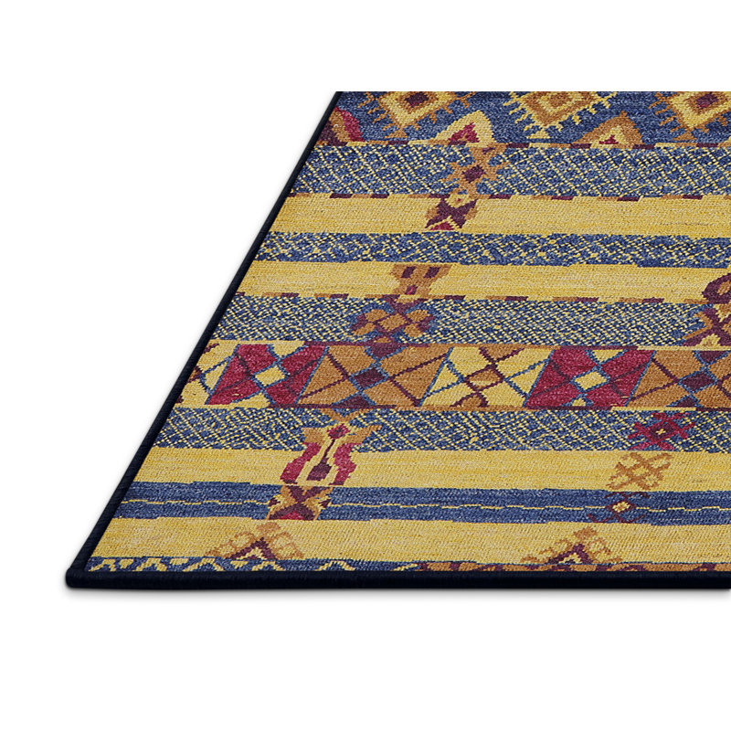 Tapis jaune / bleu Chadron, Tapis de couloir 2 pi x 5 pi