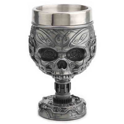 6.89 in H Steampunk Skull Celtic Trinity Goblet, Poly Resin