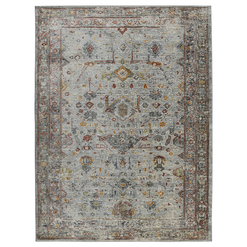 Kolby Traditional Bordered Premium Polyester Performance Area Rug, Rectangle 5'3" x 7'10"