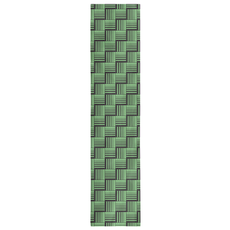 Fractured Stripes Table Runner, 16" x 90", Dark Green/Black