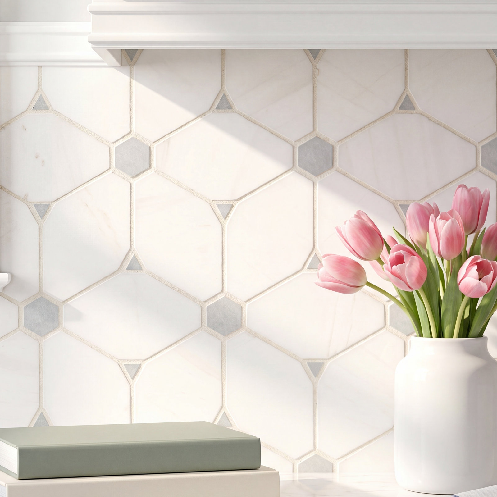 11" x 13" Marble Mosaic Tile, Lucera Abri