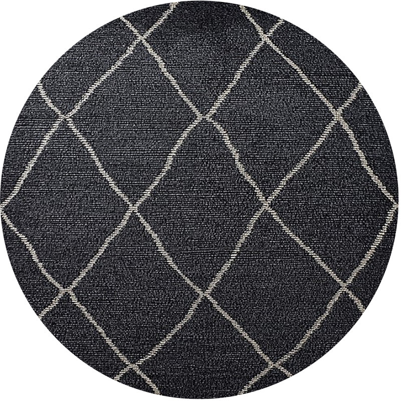 Tapis géométrique beige / noir Botolph, Rond 4 pi