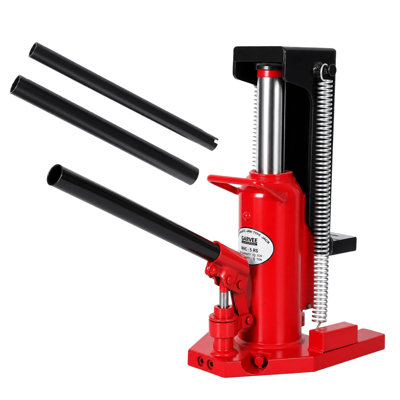 Cric hydraulique 2,5 / 5-T, élévateur à griffes à deux étages avec profil bas 0,8 po, cric en acier robuste pour équipement industriel, 11,3 à 17,3 po, rouge