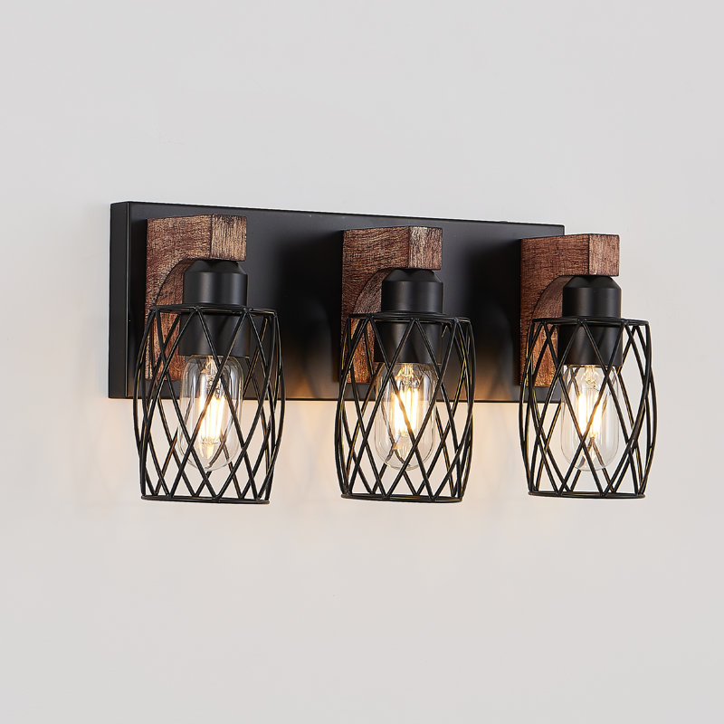 Applique murale industrielle 3 lumières Vintage - cage noire