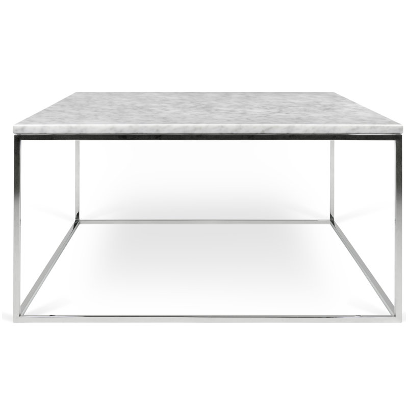 Tonya Frame End Table, Chrome, White