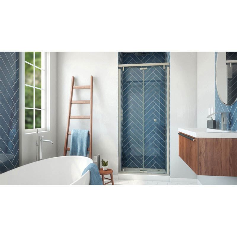 Dreamline Butterfly-S 34-35 1/2 In. W X 74 In. H Semi-Frameless Sliding Bi-Fold Shower Door In Brushed Nickel, Nickel
