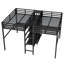 Lit mezzanine simple au-dessus d'un lit simple en métal avec bureau double, armoire et tablettes avec prise électrique pour économiser de l'espace et réduire le bruit, noir